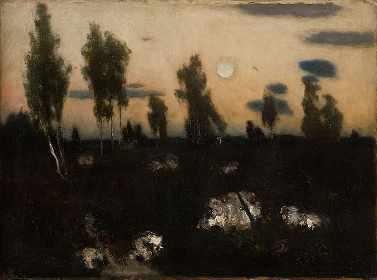 Carl Fredrik Hill, "Nocturne", Barbizon, odaterad. Olja på duk, 55 x 73 cm. Svenska Akademien. 
