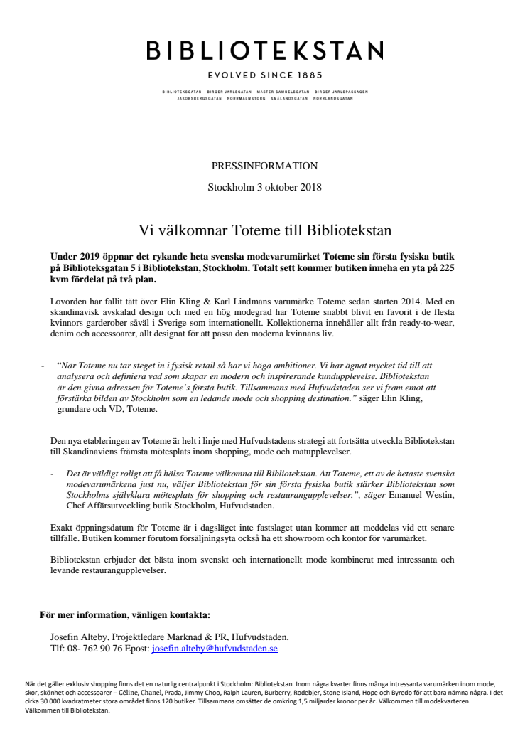 Vi välkomnar Toteme till Bibliotekstan