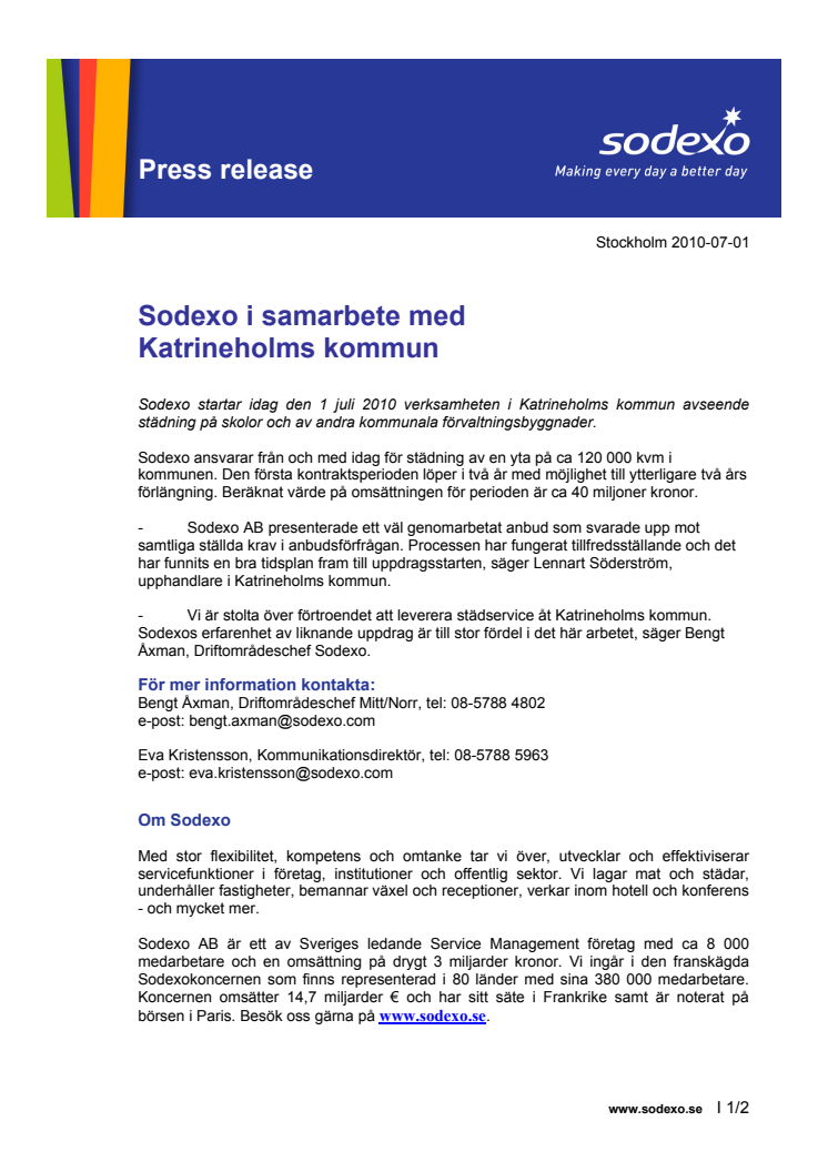 Sodexo i samarbete med Katrineholms kommun