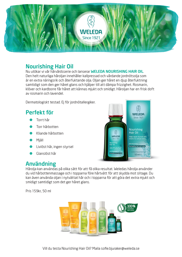 NYHET! Weleda Nourishing Hair Oil