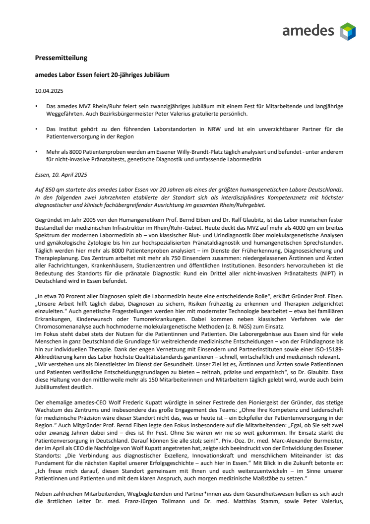 PM_amedes MVZ für Labormedizin und Klinische Genetik Rhein-Ruhr wird 20 Jahre alt.pdf