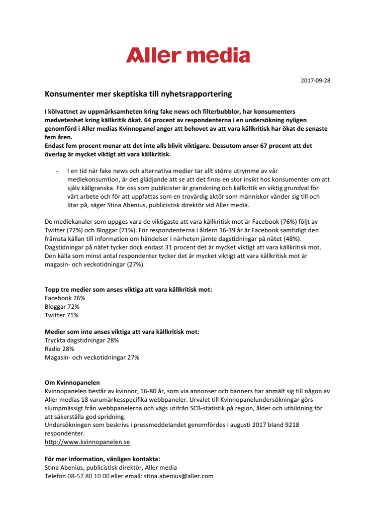 Konsumenter mer skeptiska till nyhetsrapportering