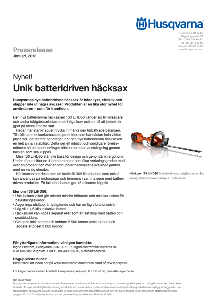 Nyhet! Unik batteridriven häcksax