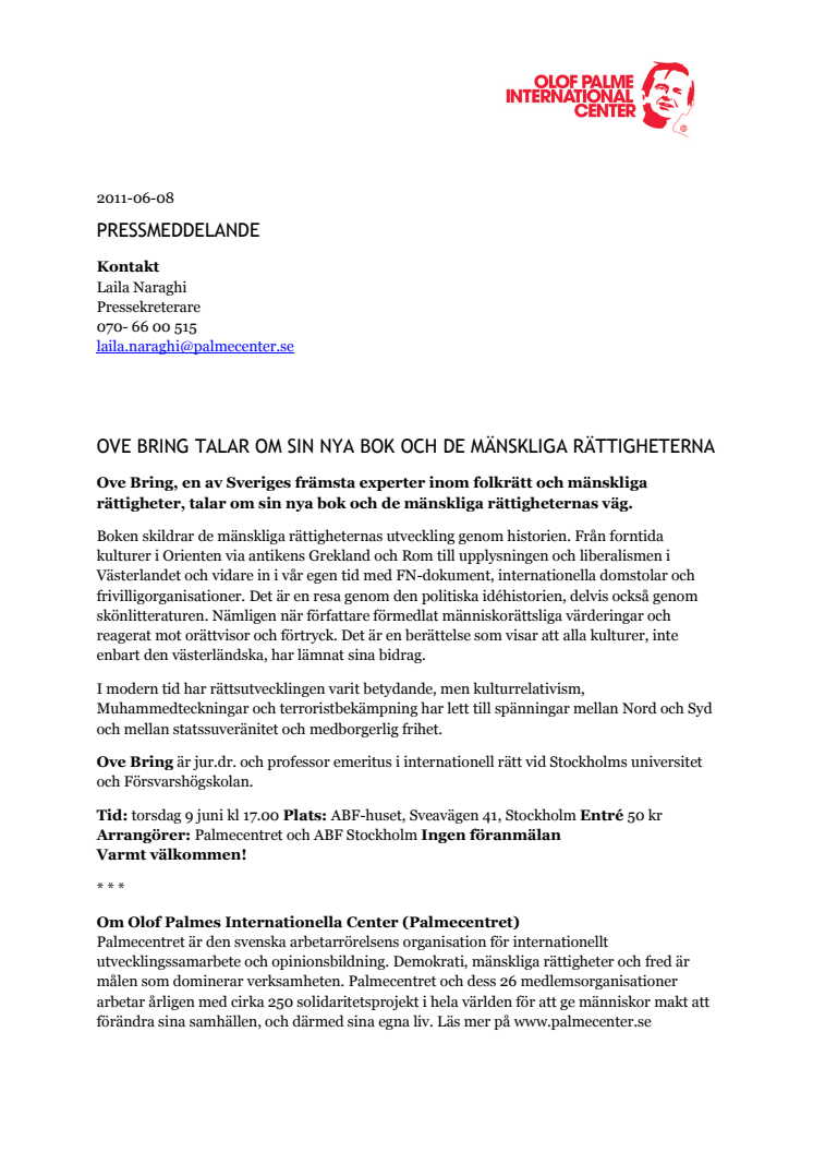 Ove Bring om sin nya bok: De mänskliga rättigheternas väg