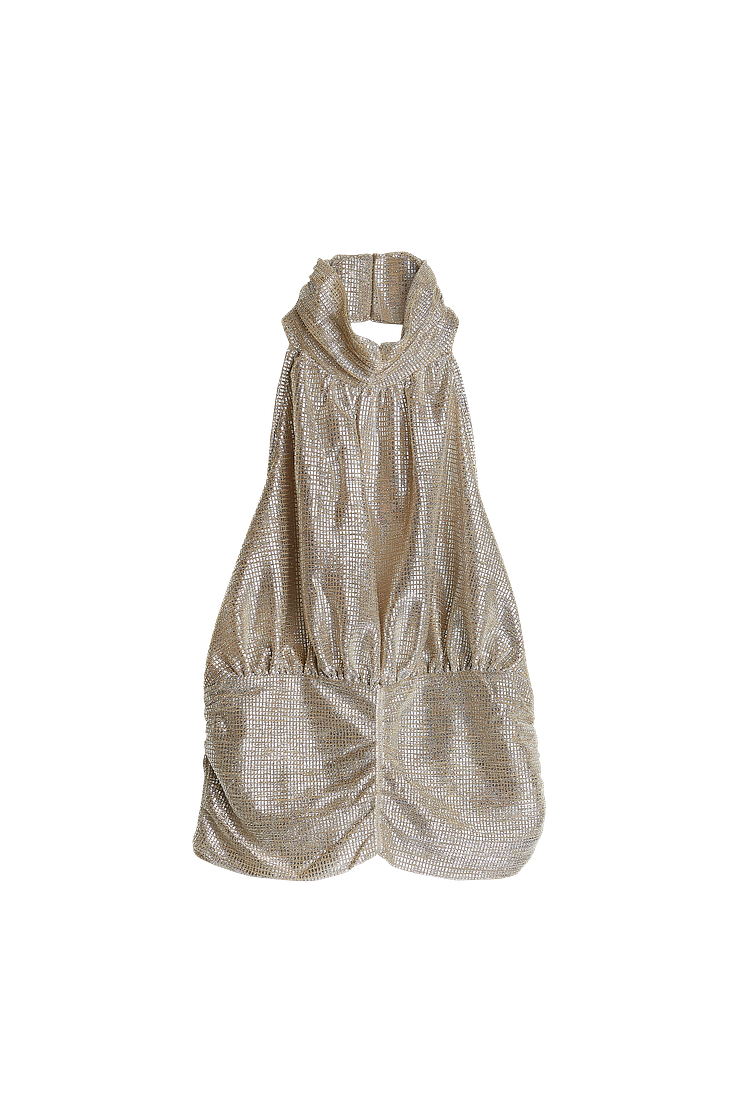 Una halterneck top - Beige/silver 
