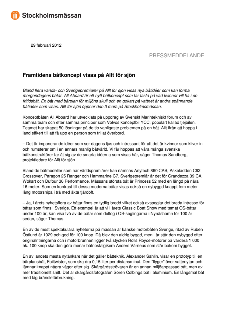 Framtidens båtkoncept visas på Allt för sjön