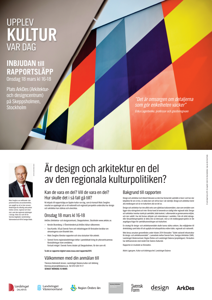 INBJUDAN: Rapportsläpp 18 mars "Upplev kultur var dag"