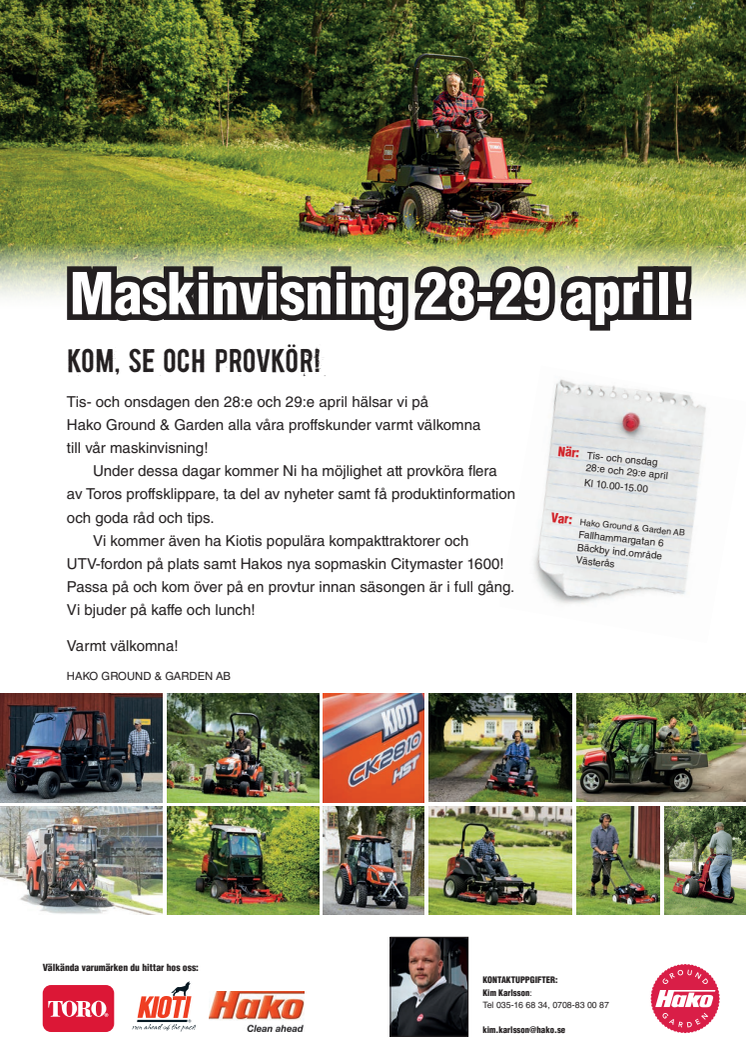 Maskinvisning 28-29 april i Västerås