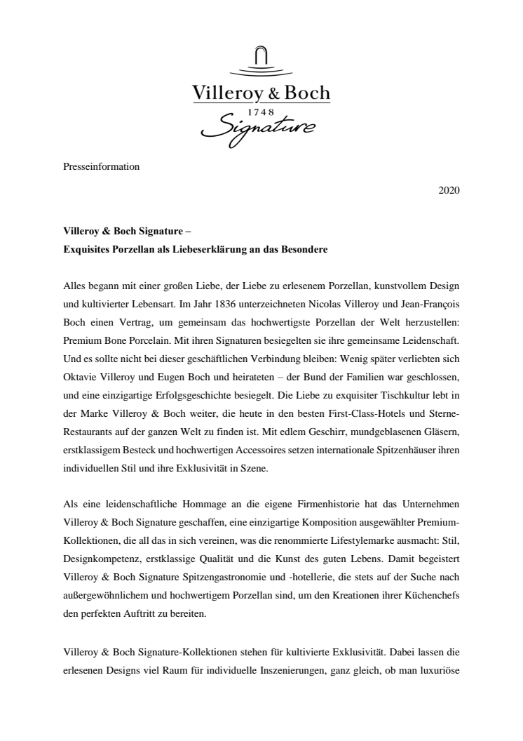   Villeroy & Boch Signature –  Exquisites Porzellan als Liebeserklärung an das Besondere