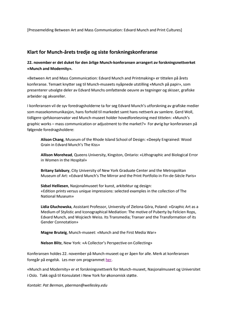Klart for Munch-årets tredje og siste forskningskonferanse 