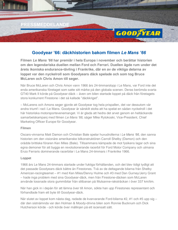 Goodyear ’66: däckhistorien bakom filmen Le Mans ’66