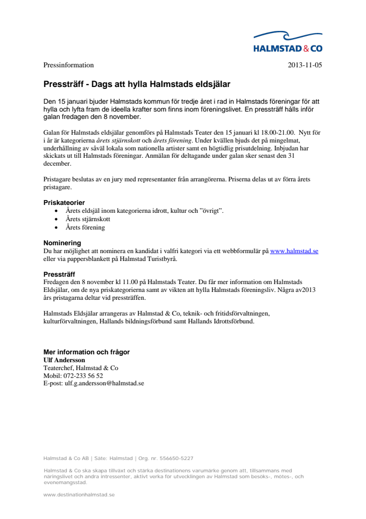 Pressträff - Dags att hylla Halmstads eldsjälar