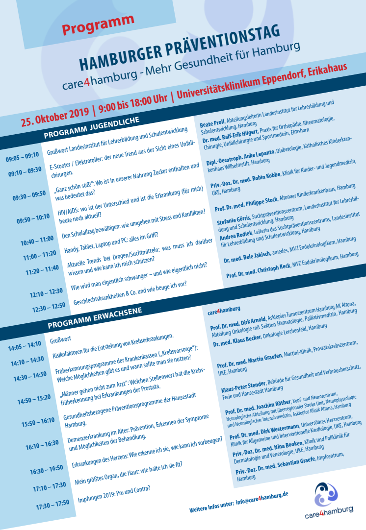 Programm 1. Hamburger Präventionstag 2019