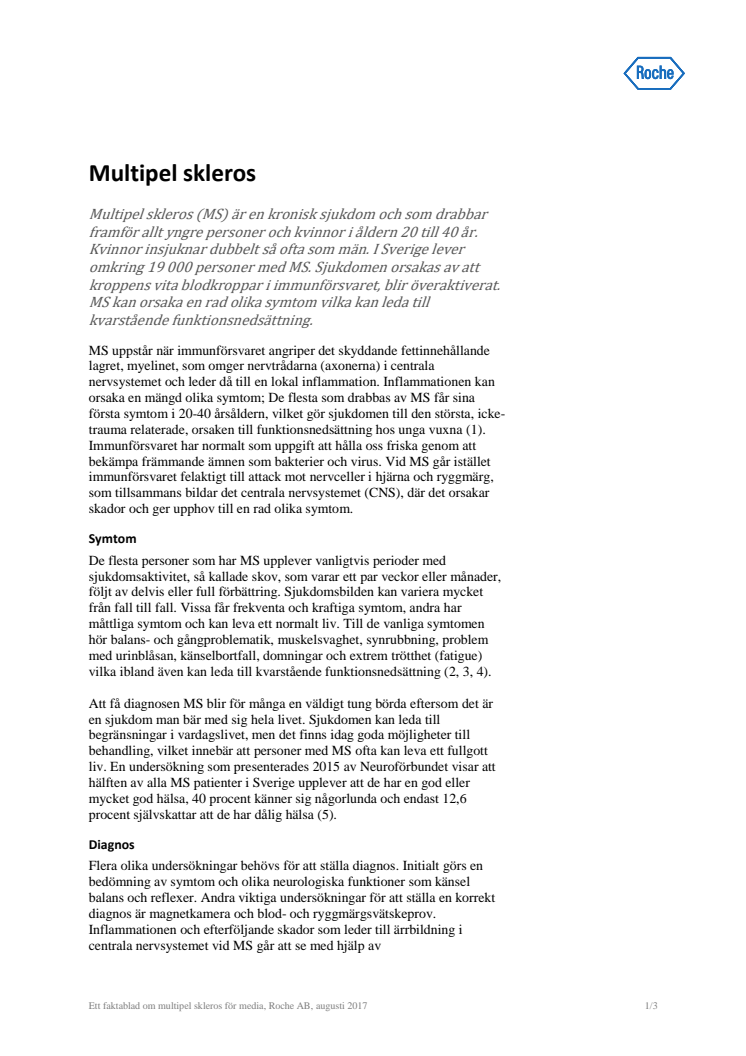 Faktablad – multipel skleros (MS)