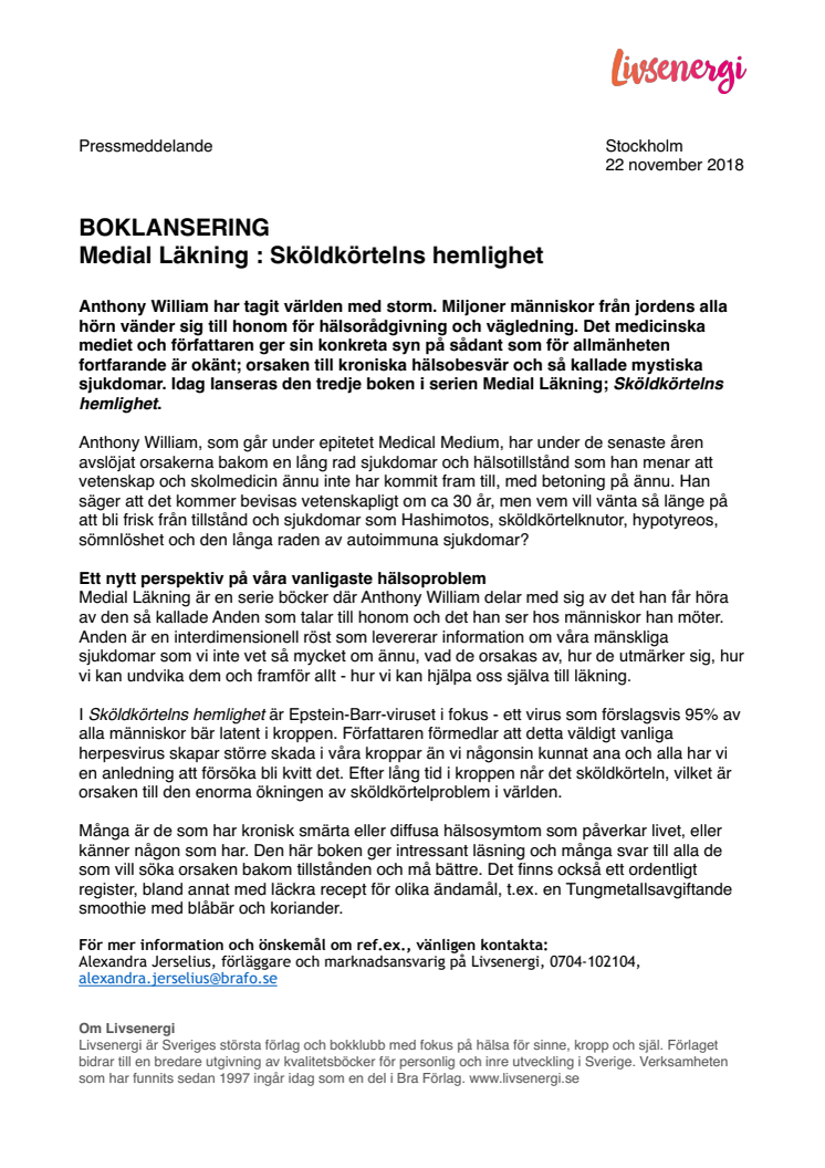 BOKLANSERING: Medial Läkning - Sköldkörtelns hemlighet