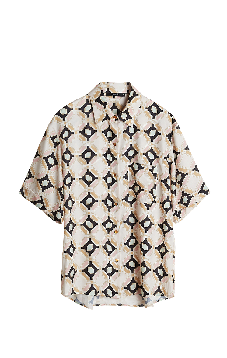 Malou satin shirt, Geo art aop