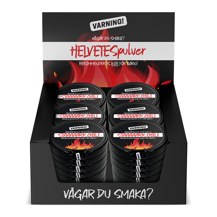 HELVETESpulver Displaylåda front