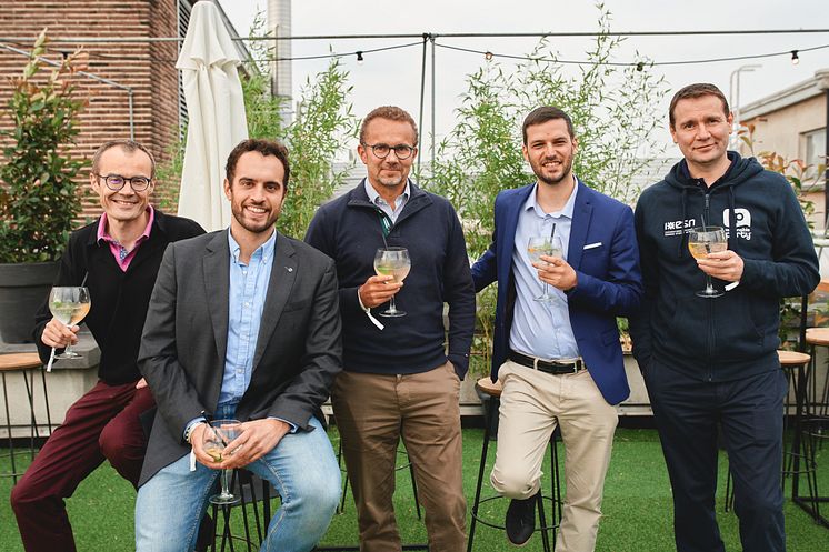 Laurent Scheer (VP Public affairs and Alcohol in society Pernod Ricard), Juan Rayon Gonzalez (New President ESN), Gilles Bogaert (Chairman & CEO Pernod Ricard EMEA LATAM), Kostis Giannidis (President ESN), Alexandre Ricard (CEO Pernod Ricard)