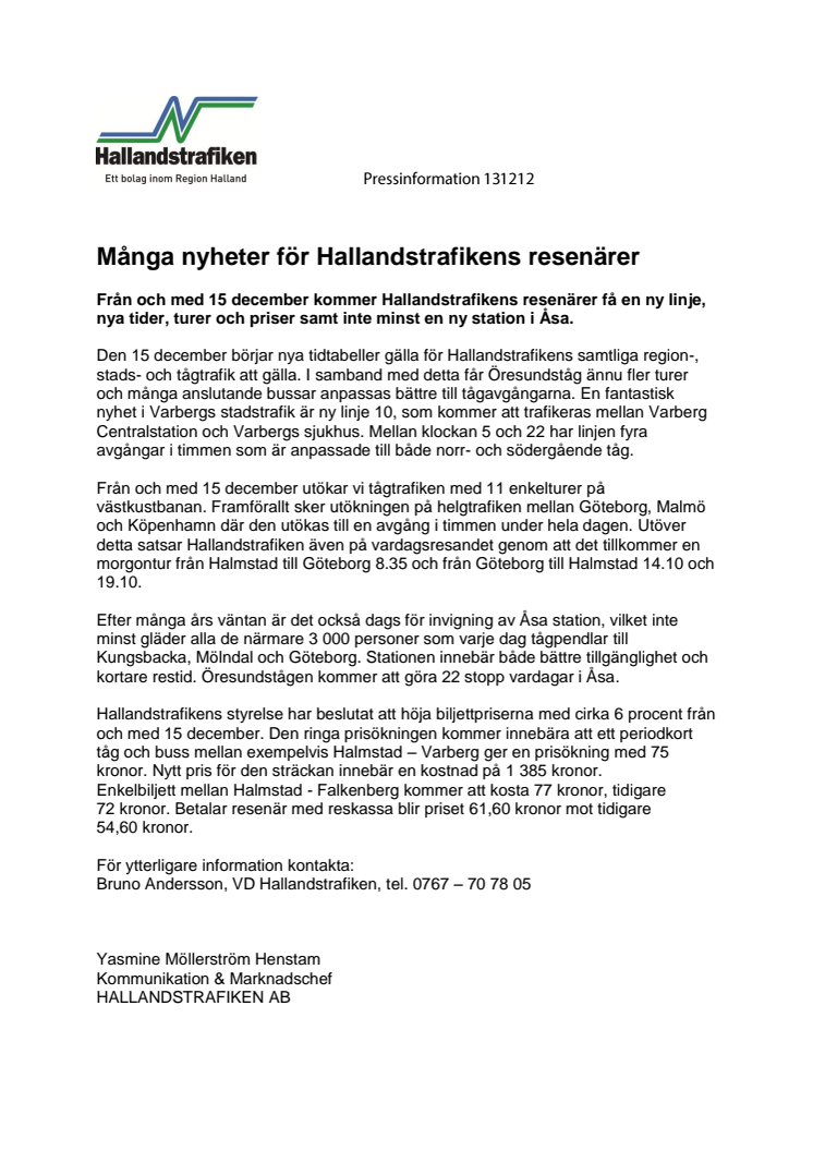 Många nyheter för Hallandstrafikens resenärer