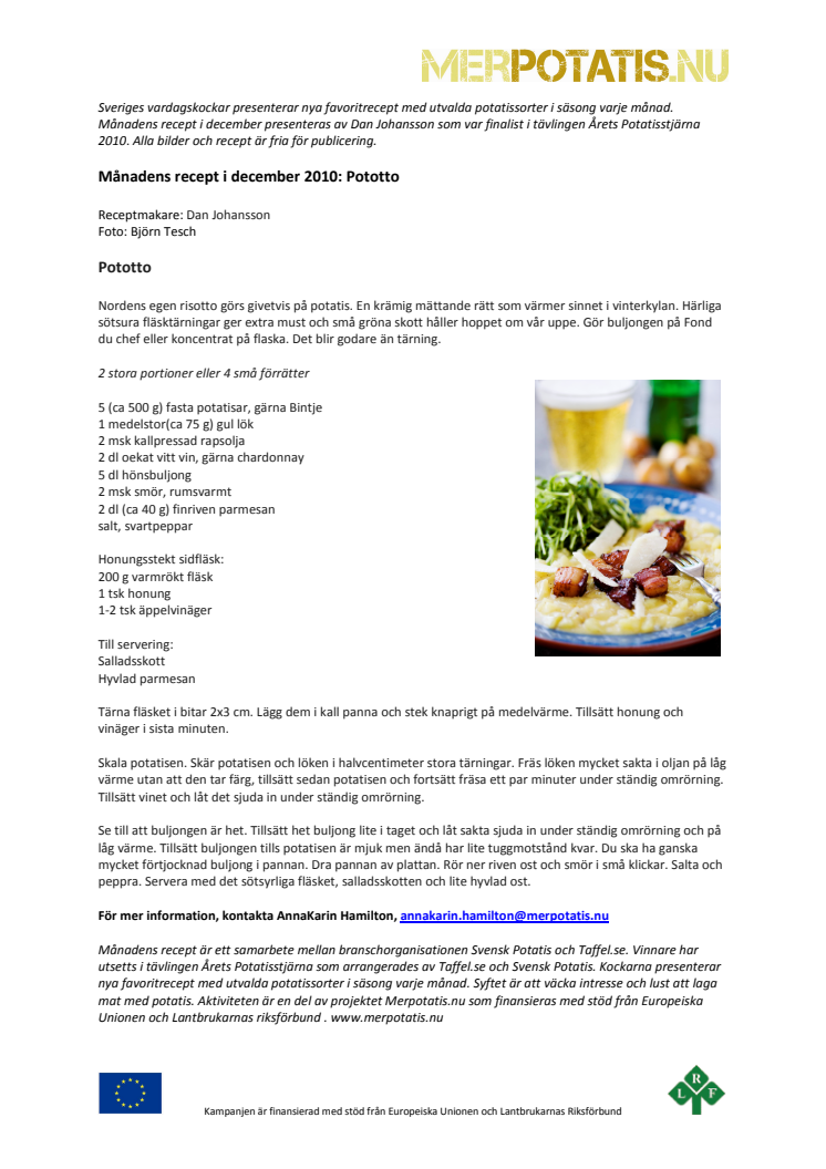 Månadens recept i december - Pototto