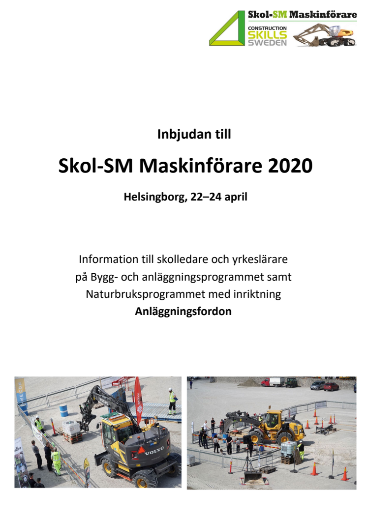 Inbjudan till Skol-SM i för maskinförare