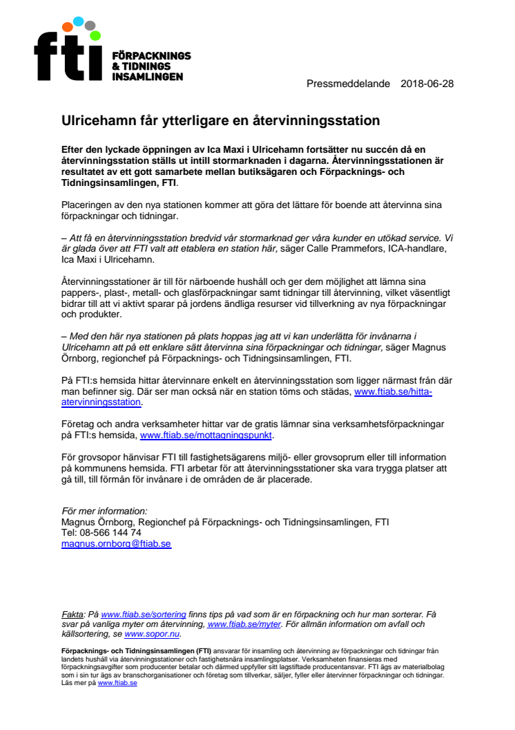 Ulricehamn får ytterligare en återvinningsstation