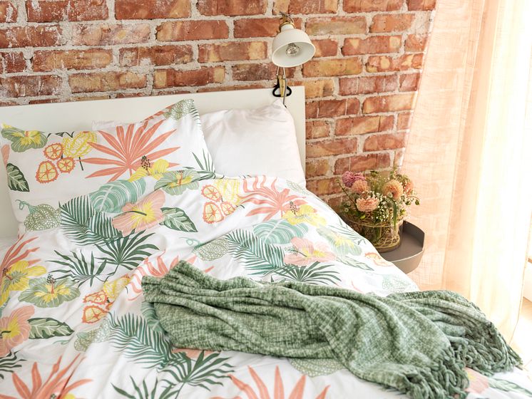 bed set summer tropic peach