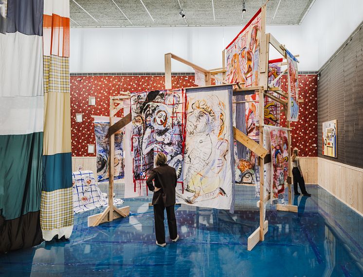 Installationsvy från utställningen Playa! på Bonniers Konsthall