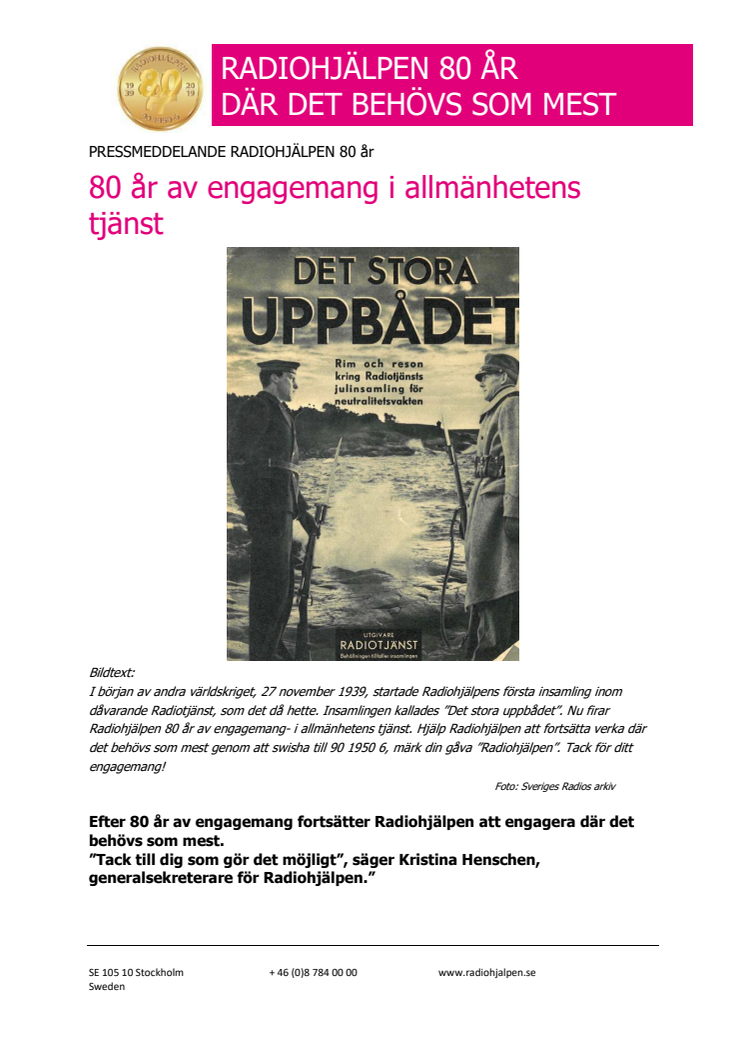 80 år av engagemang i allmänhetens tjänst