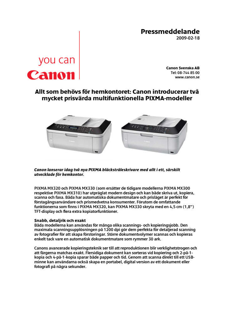 Allt som behövs för hemkontoret: Canon introducerar två mycket prisvärda multifunktionella PIXMA-modeller