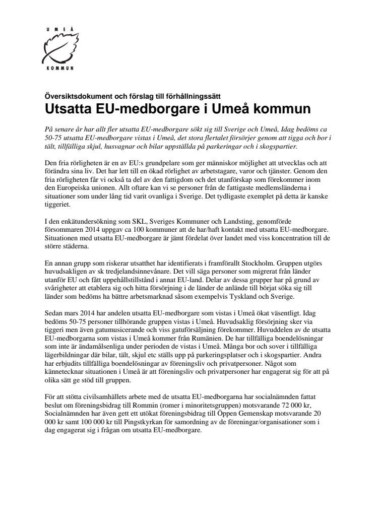 Förhållningssätt utsatta EU-medborgare