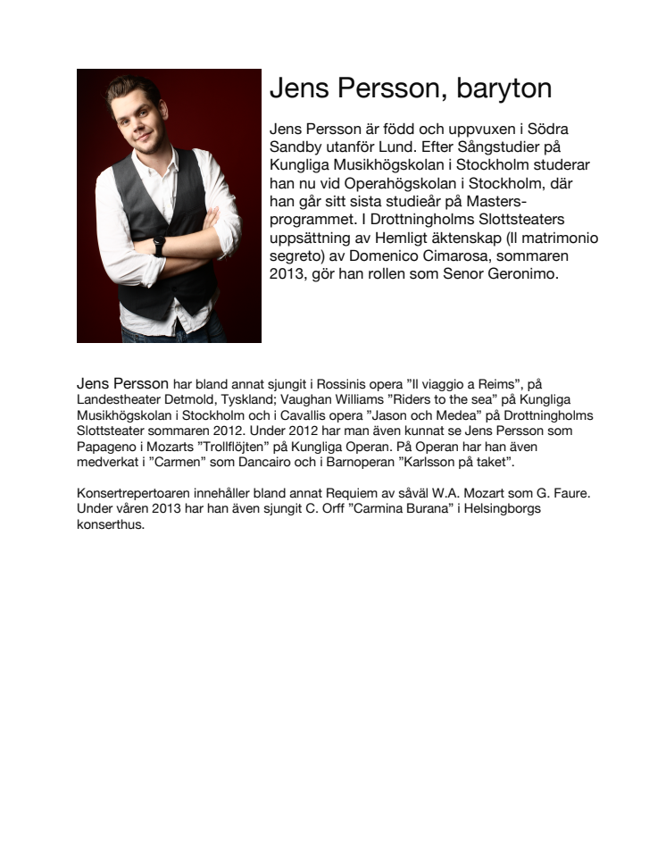 Jens Persson, baryton / Baritone
