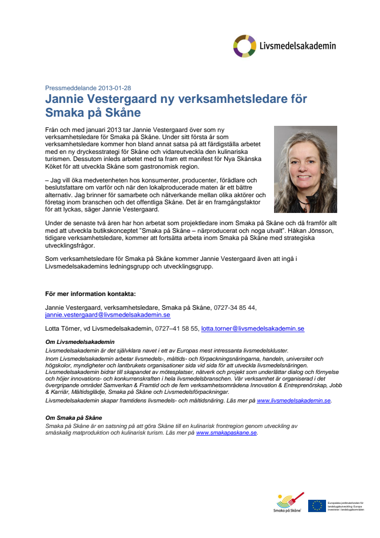 Jannie Vestergaard ny verksamhetsledare för Smaka på Skåne