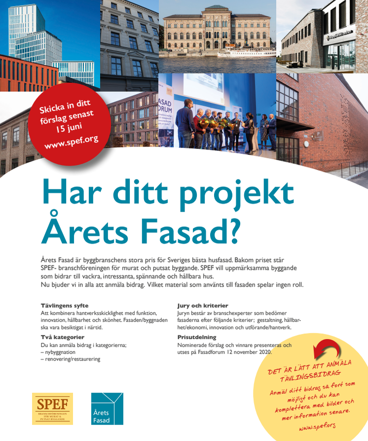 Har ditt projekt Årets Fasad?