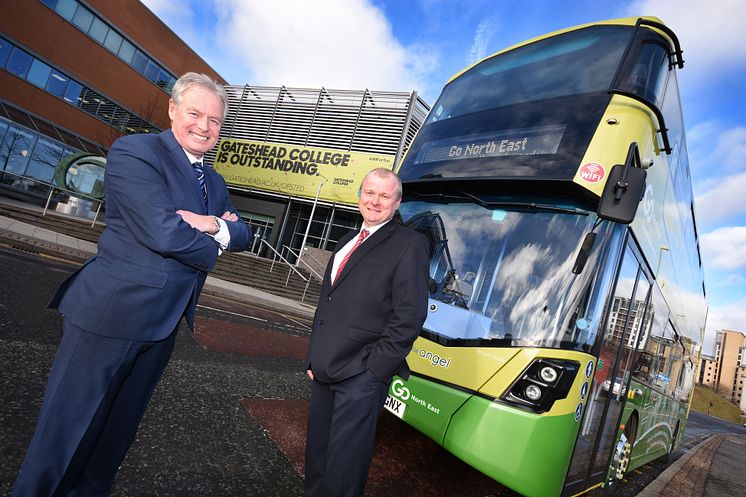 Kevin Carr from Go North East (left) with Ivan Jepson from Gateshead College