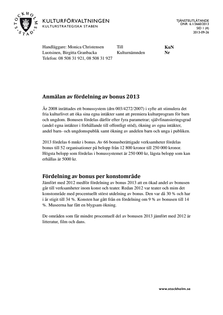 Dansens hus och Tensta konsthall  i topp i årets kulturbonus
