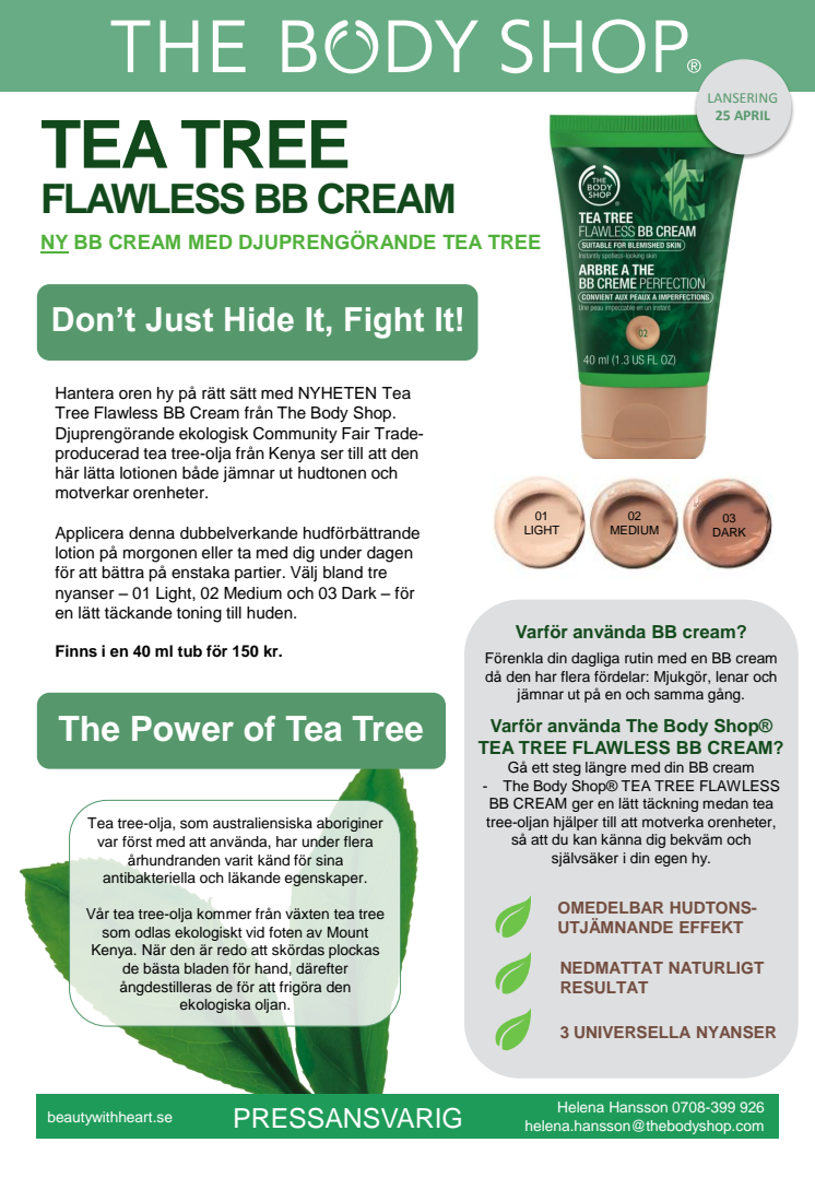 The Body Shop lanserar ny BB Cream med djuprengörande tea tree