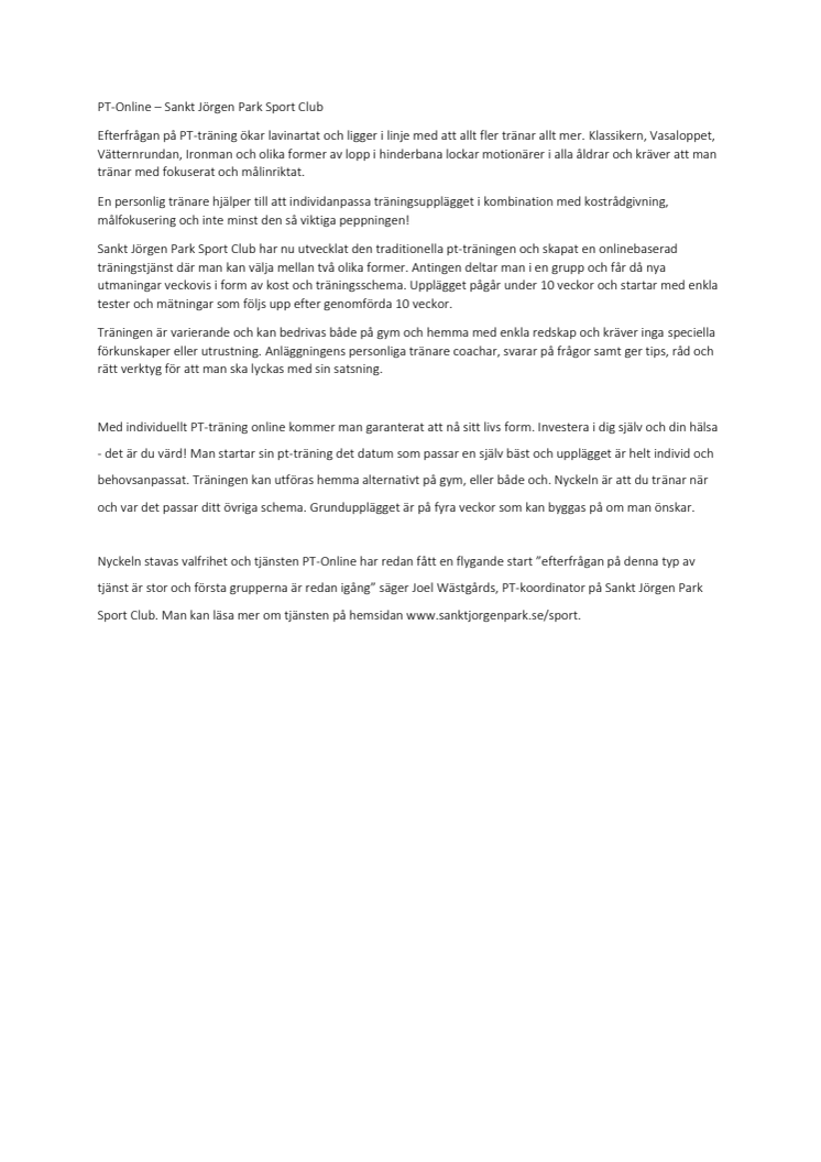 PT-Online – Sankt Jörgen Park Sport Club