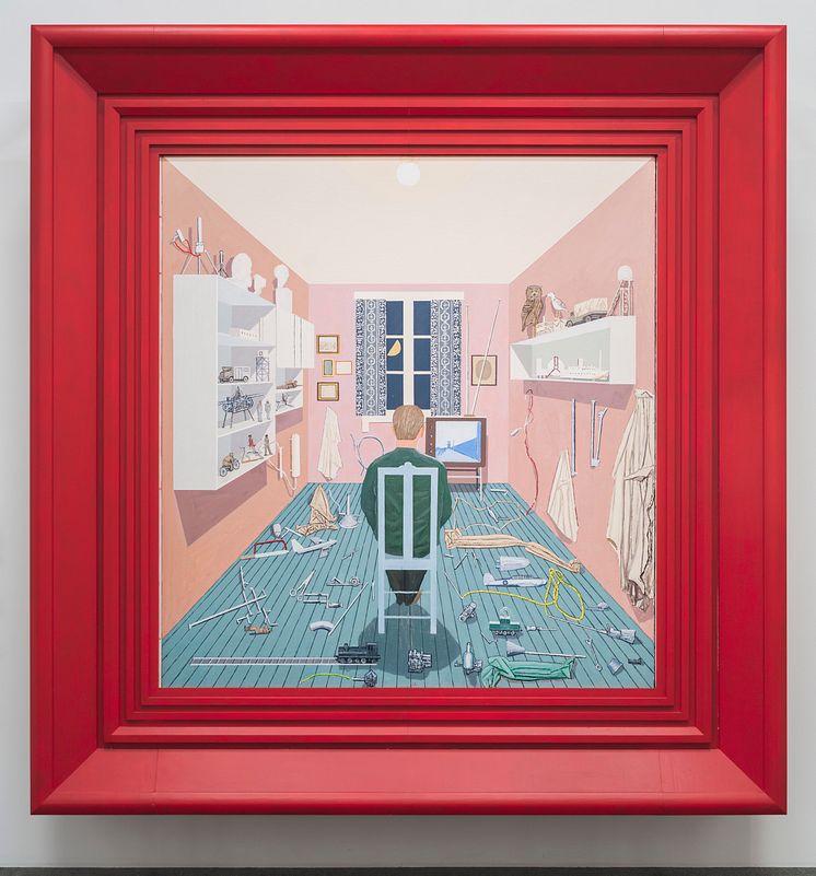 Leonard Rickhard, Ryggvendt figur i nattlig interiør II, 2007-2009. Kode Art Museums and Composer Homes. Photo: Dag Fosse