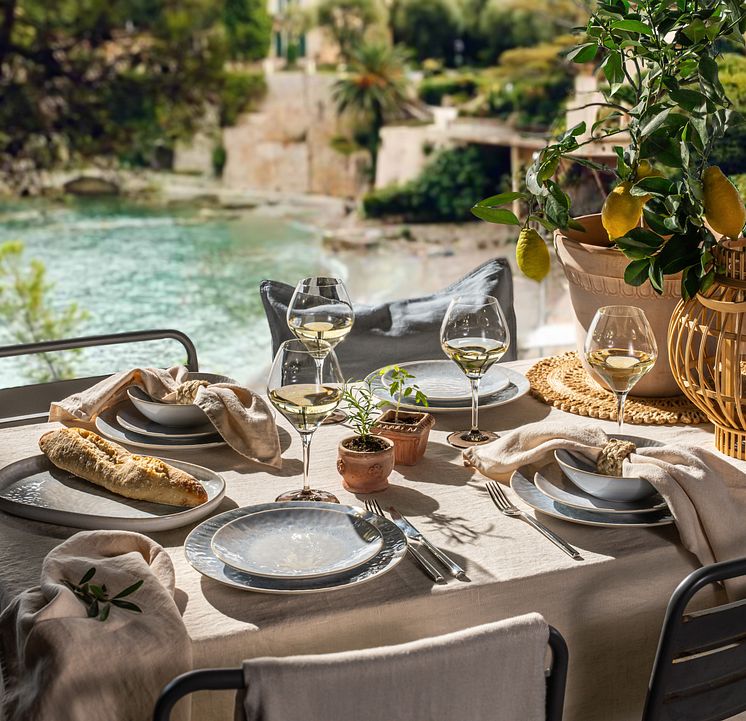 Fyrklövern Côte d'Azur stengodskollektion, Drop vinglas, 2Dine bestick