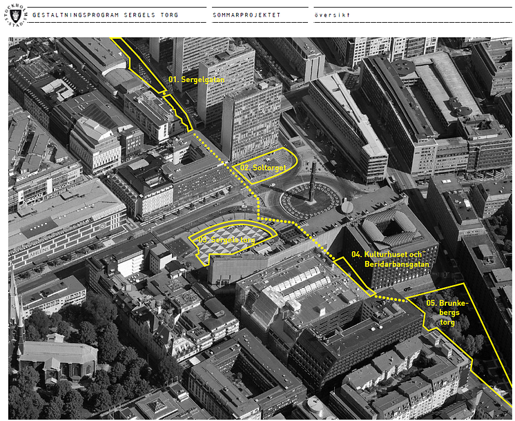 Omrden som omfattas av sommarmöbleringen kring Sergels torg
