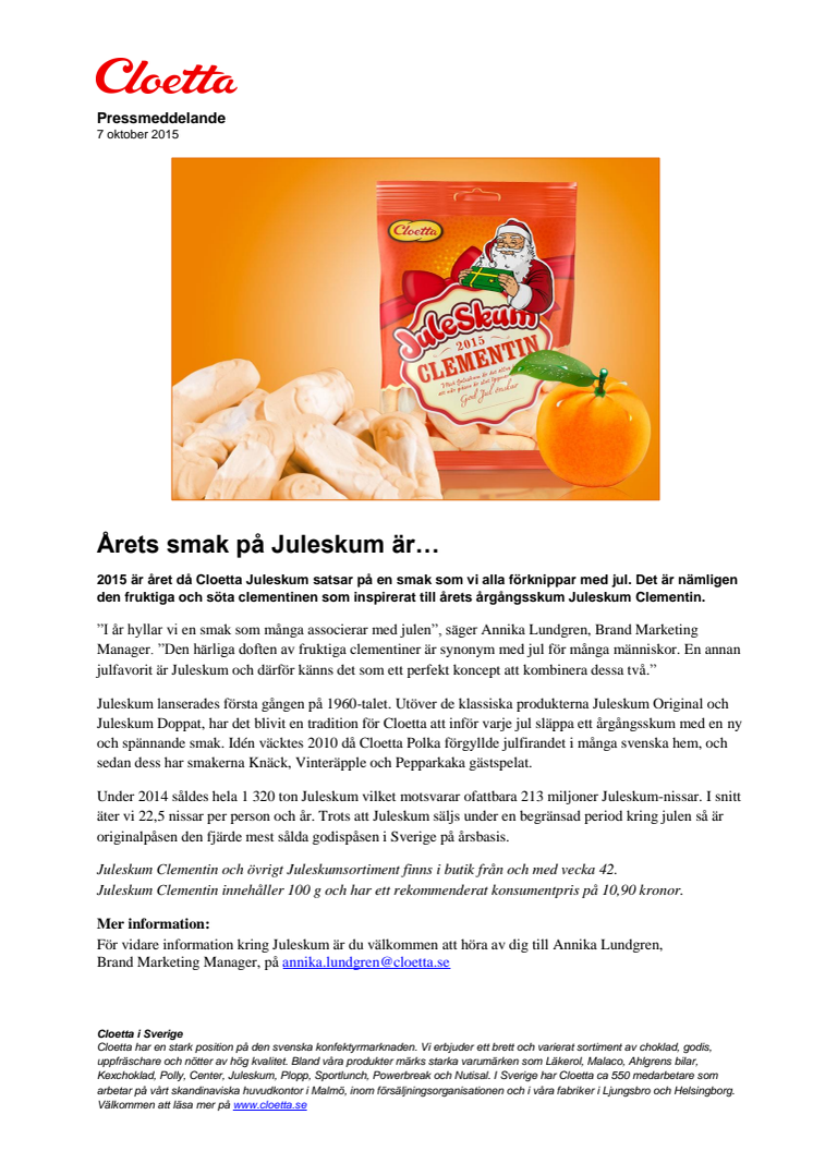 Årets smak på Juleskum är…