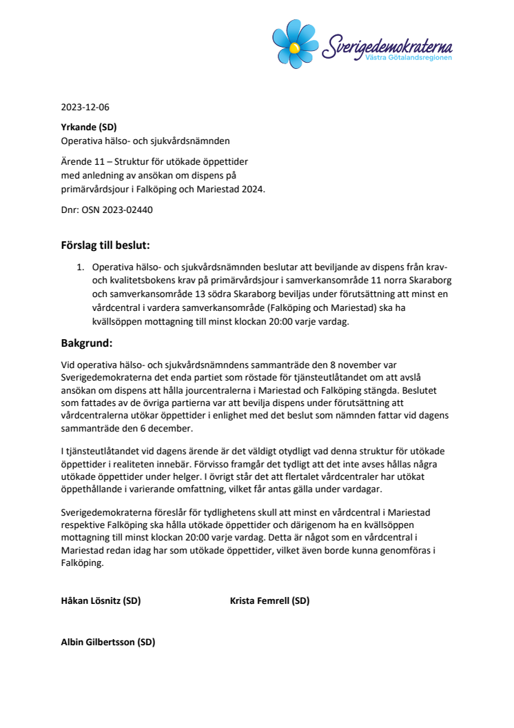 Yrkande (SD) - Ärende 11 OSN 2023-12-06.pdf