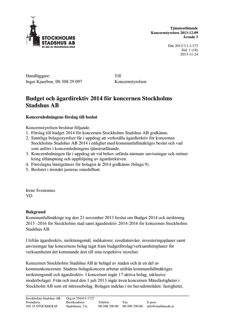 Sten Nordin (M): Stark budget för en välmående stadskoncern 