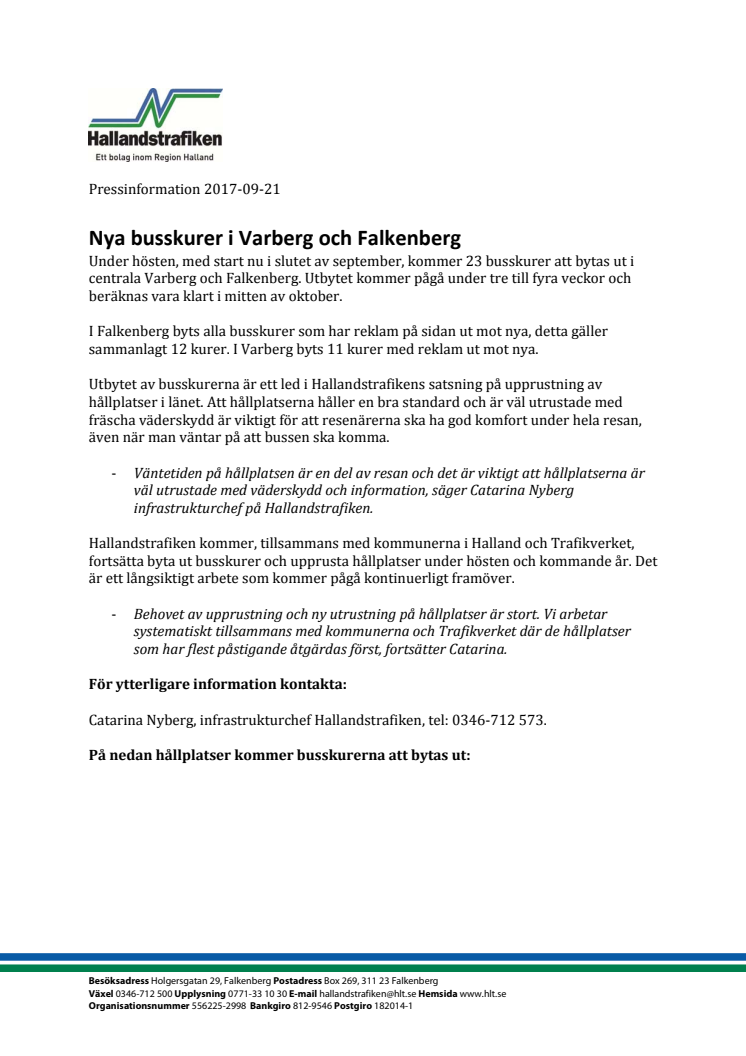 Nya busskurer i Varberg och Falkenberg