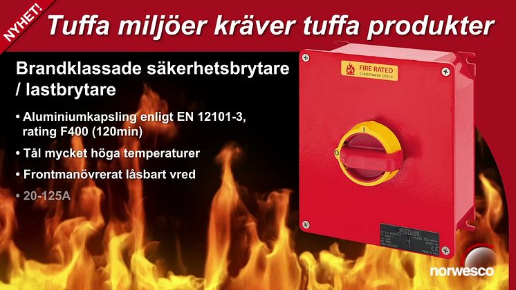 Brandklassad säkerhetsbrytare F400