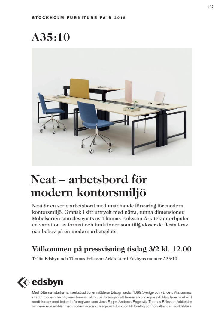 NEAT - arbetsbord för modern kontorsmiljö
