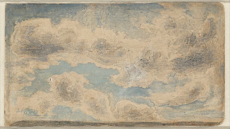 Lars Hertervig, Skystudie, Odaterad. Akvarell på papper, 6 x 11 cm.