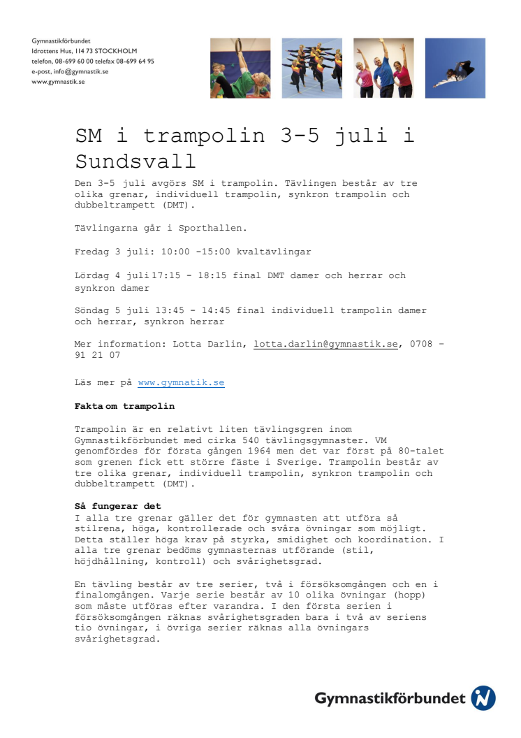 Fakta om trampolin och SM-tävlingarna