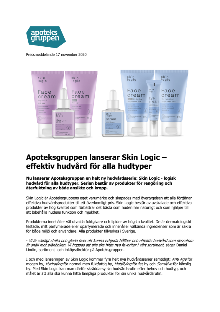 Apoteksgruppen lanserar Skin Logic - effektiv hudvård för alla hudtyper